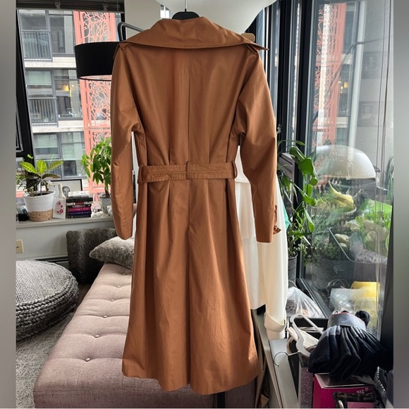 Vintage 70s Single Breasted Trench Brown modest Cotagecore Coat Sz S - Picture 6 of 13